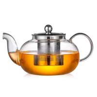 Home Restaurant Hand-made 600ml glass tea pot with steel infuser